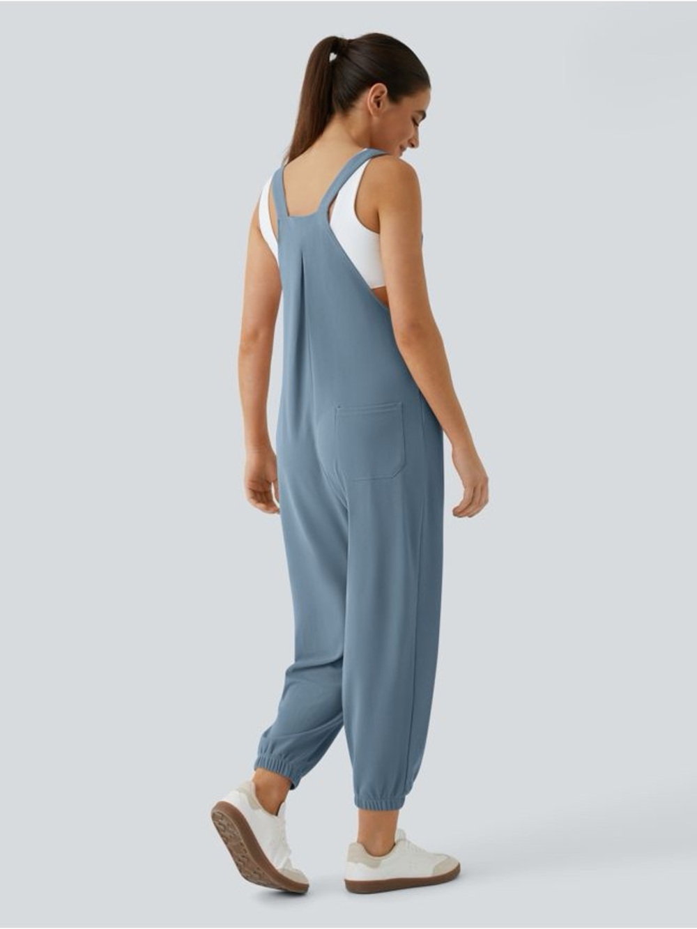 Casual Slate Blue Relaxed Jumpsuit Size Large - Picture 2 of 11